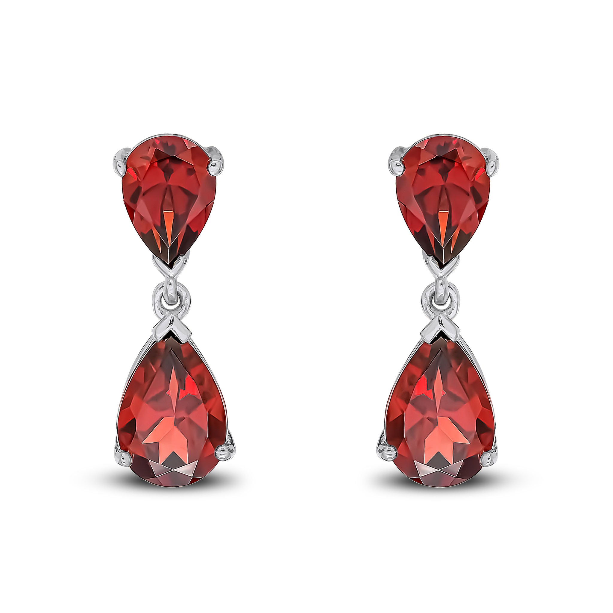 Pear Cut Red Ruby Gemstone Sterling Silver Drop Dangle Fan Earrings Je –  Faris Jewels